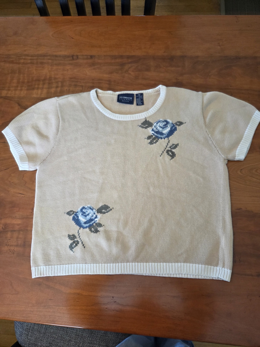 Vintage 90's Liz Claiborne Cottage Core Short Sleeve Sweater